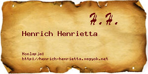 Henrich Henrietta névjegykártya